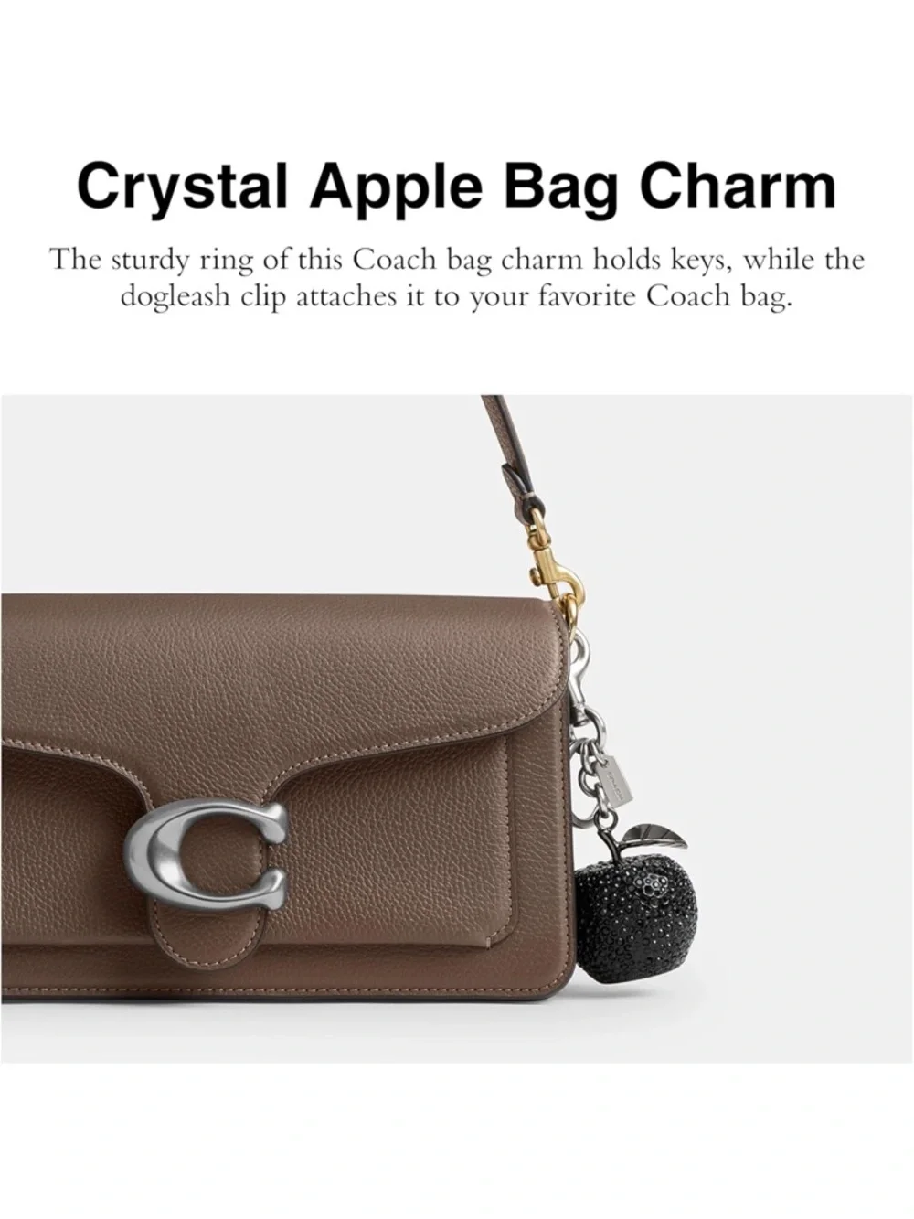 NWT Coach Crystal Apple Bag Charm - Black